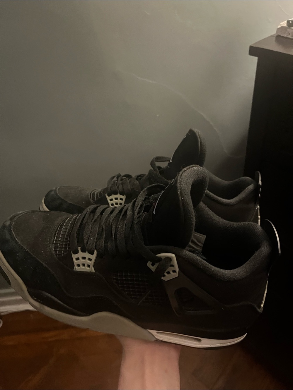 Black Canvas Jordan 4s Size 12